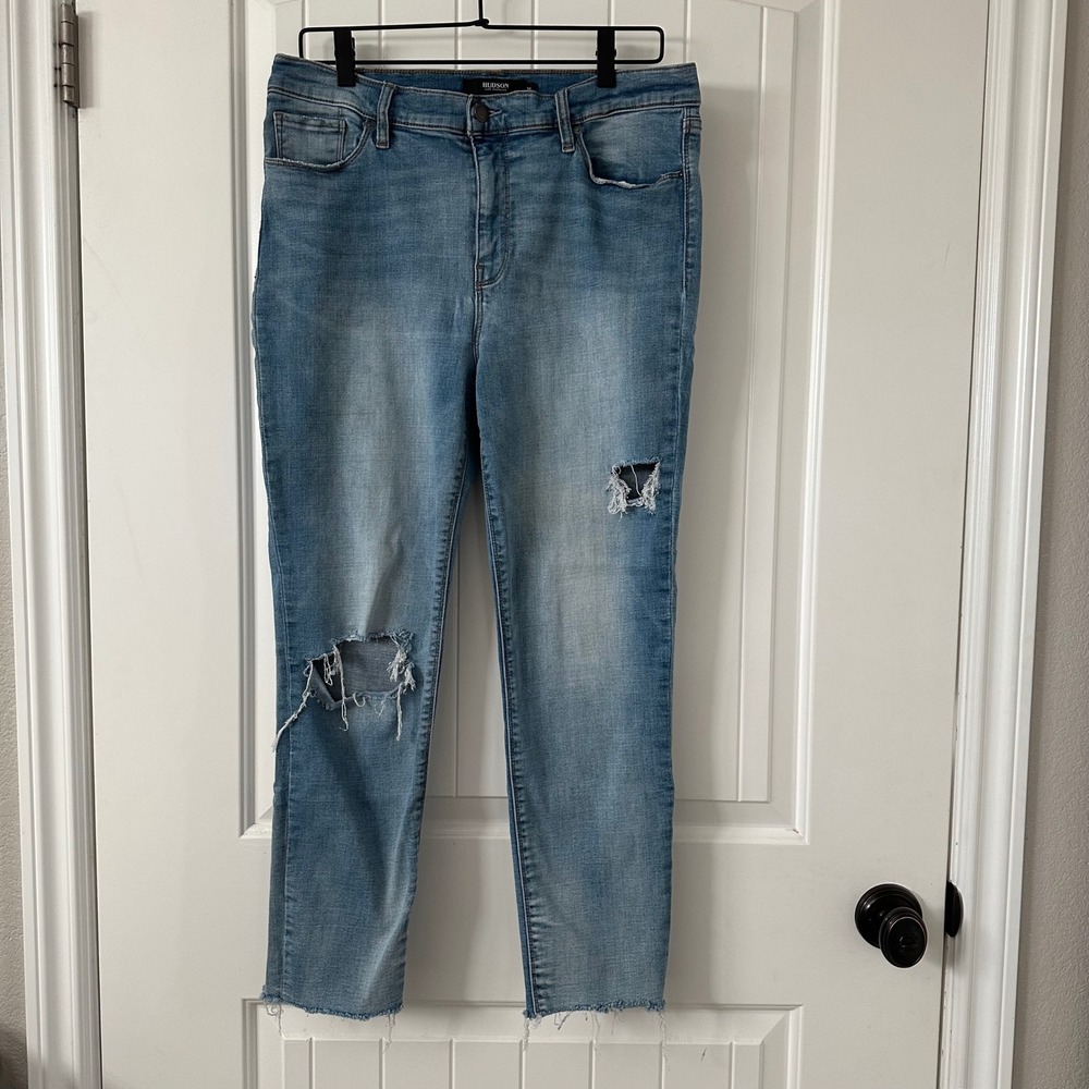 Hudson Tally Skinny‎ Jeans Distressed Light Wash Denim Size 34
